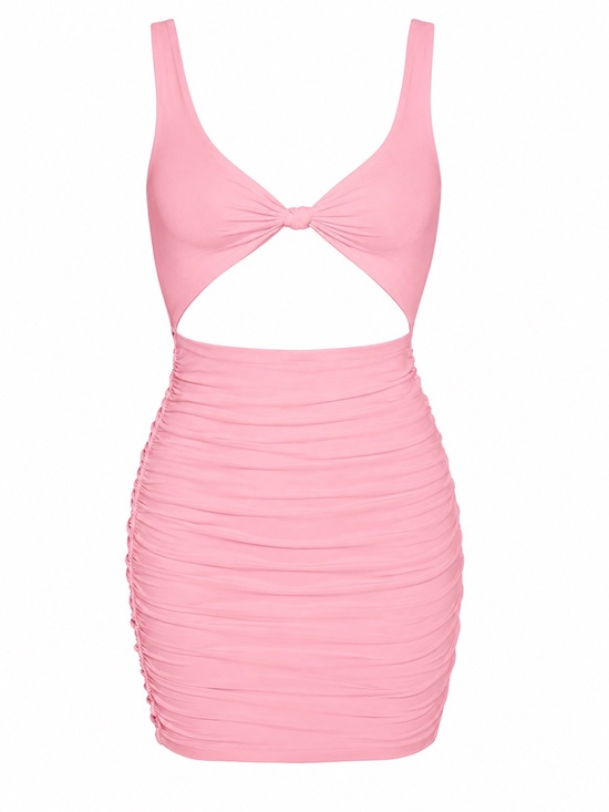 Dresses & Skirts - Barbie Pink Ruched Cutout Bodycon Mini Dress XL